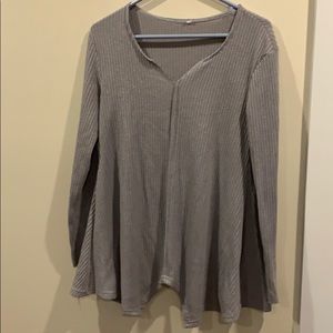Gray, ribbed, lightweight top